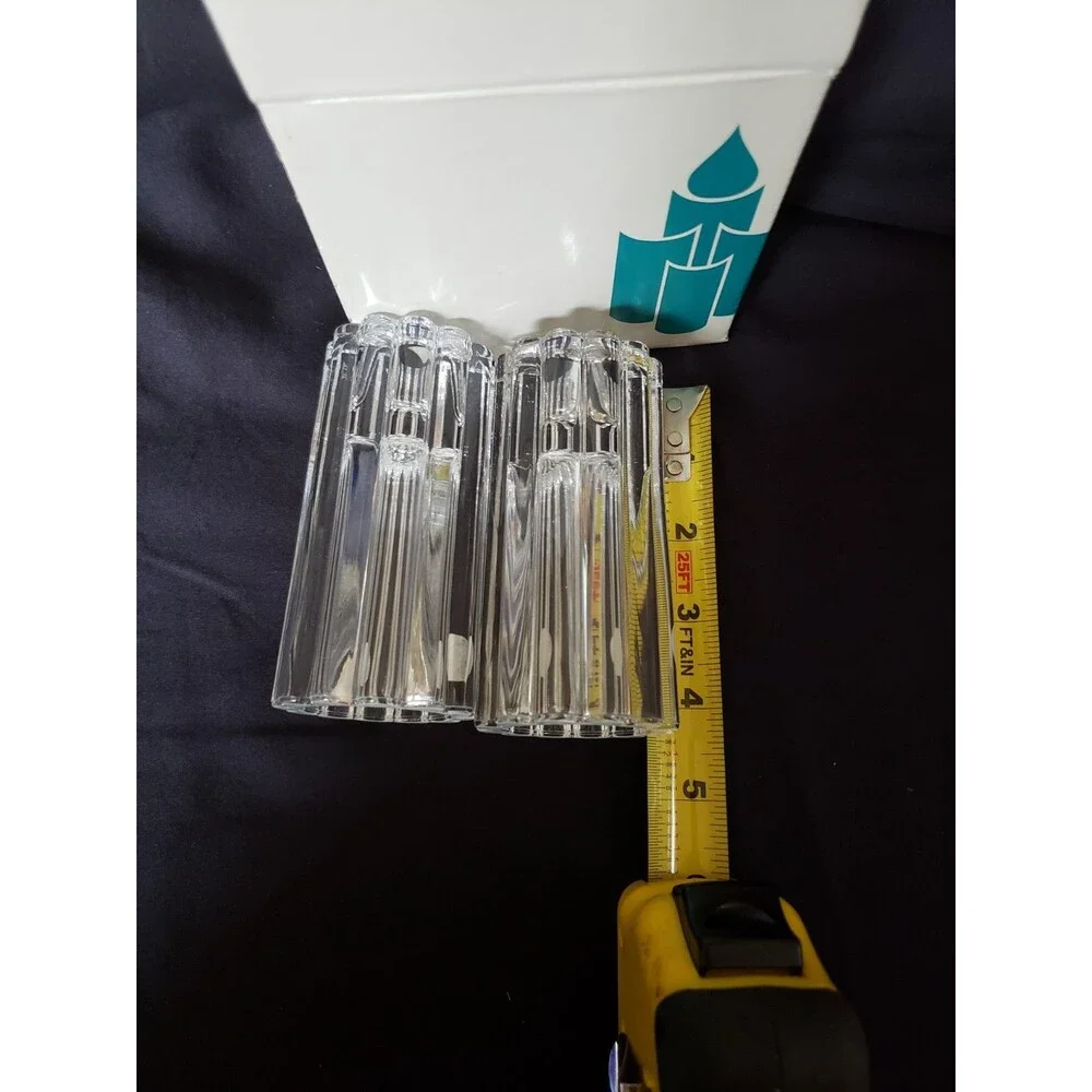 PartyLite 4” Delphi Pair Crystal Scalloped Taper Candle Holders-Scalloped